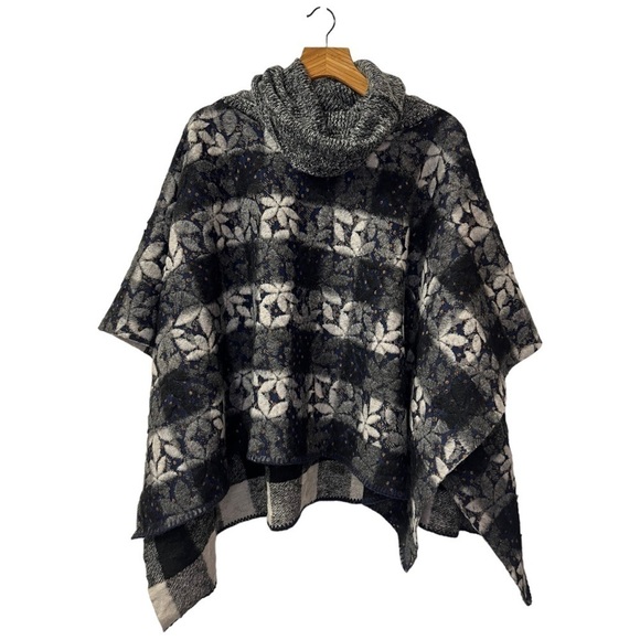 Anthropologie NEW Wintertide Reversible Wool Blend Poncho O/S - Picture 6 of 13